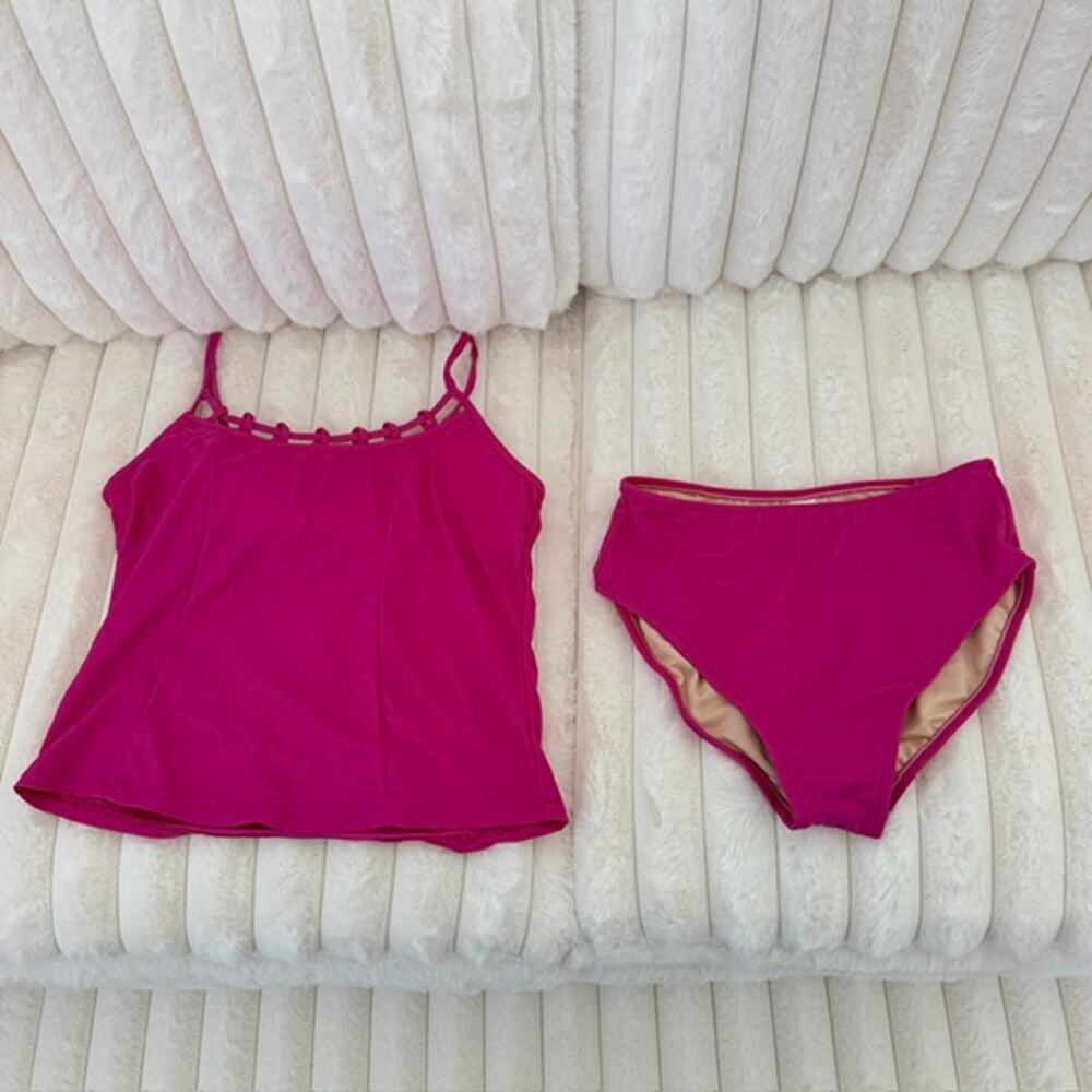 Carol Wior 2-Piece Pink Swimsuit Women's 6 Shelf Bra Stretch Bikini Bottom